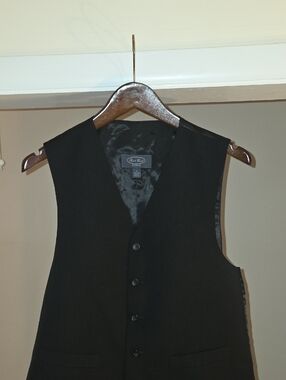 Pronto Uomo Black Men's Vest with Satin Back